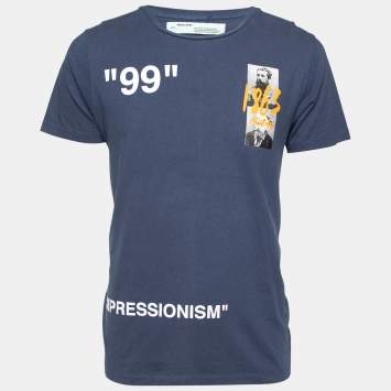 Pre Owned Off-White Blue 1863 Impressionism Print Cotton Short Sleeve T-Shirt M 