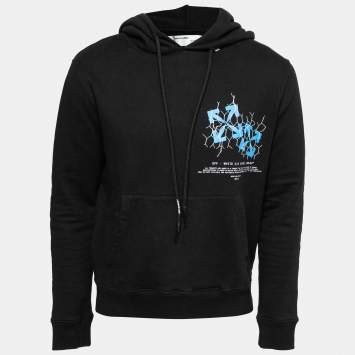 Pre Owned Off-White Black Fence Arrows Printed Cotton Hoodie S