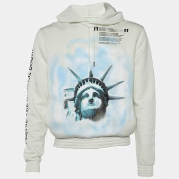 Pre Owned Off-White Off White Statue of Liberty Print Cotton Hooded Sweatshirt S