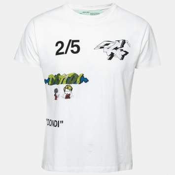 مملوكة مسبقًا Off-White 2/5 Dondi Print White Cotton T-Shirt M