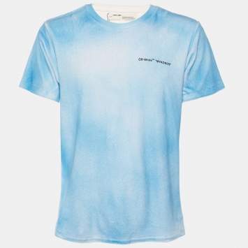 Pre Owned Off-White  Blue Mykonos Terry Cotton T-Shirt M