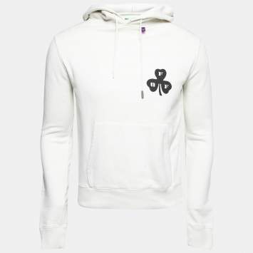 Pre Owned Off-White Bone White Clover Leaf Print Hooded Sweatshirt S