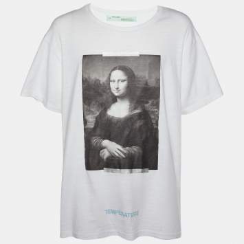 Pre Owned Off-White White Monalisa Printed Cotton Knit Oversized T-Shirt XL