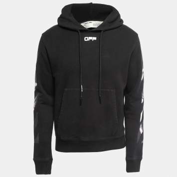 Pre Owned Off-White Black Caravaggio Arrows Print Cotton Knit Hoodie S