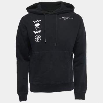مملوكة مسبقًا Off-White Black Arrow Print Cotton Hoodie S