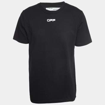 Pre Owned Off-White Black Airport Tape Arrow Print Cotton Crew Neck T-Shirt M 