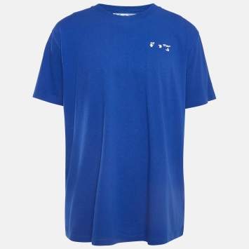 مملوكة مسبقًا Off-White Blue Logo Print Cotton T-Shirt XL
