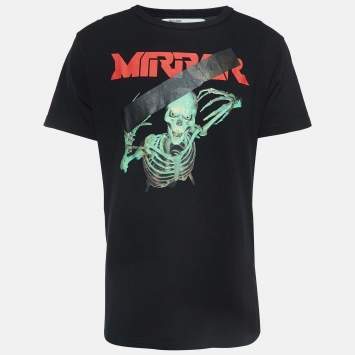 Pre Owned Off-White Black Mirror Print Cotton T-Shirt XL
