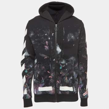 Pre Owned Off-White Black Galaxy Brushed Cotton Zip-Up Hoodie S