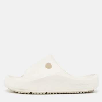 Pre Owned Off-White White Rubber Meteor Pool Slides Size 39