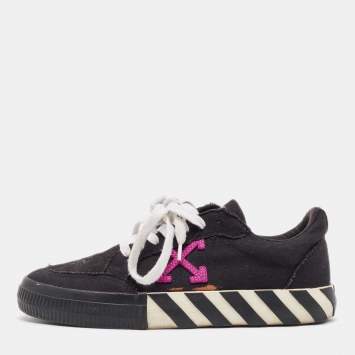 Pre Owned Off-White Black Canvas Vulcanized Low Top Sneakers Size 40