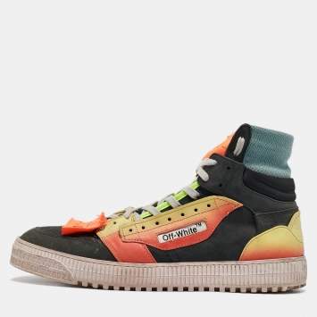 Pre Owned Off-White Multicolor Nubuck Leather Off Court High Top Sneakers Size 44