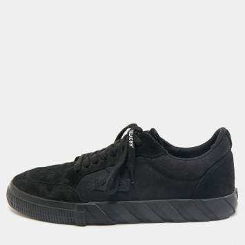 Off-White Black Suede Vulcanized Lace Up Sneakers Size 46