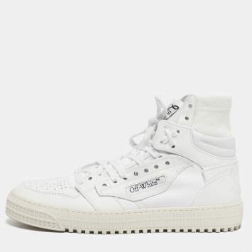 Pre Owned Off-White White Canvas and Leather 3.0 Off Court High Top Sneakers Size 43