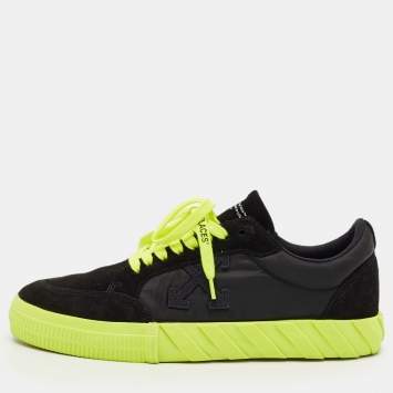Pre Owned Off-White Black Nylon and Suede Vulc Lace Up Sneakers Size 43