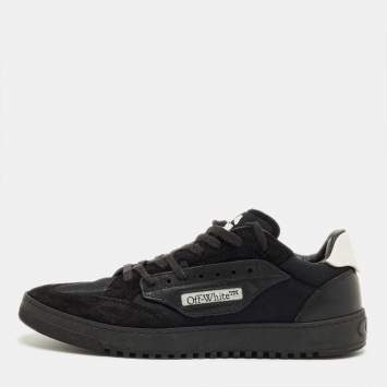Pre Owned Off-White Black Suede and Leather Vulcanized Lace Up Sneakers Size 43
