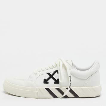 مملوكة مسبقًا Off-White Vulcanized Size 41 White Canvas Low Top Sneakers