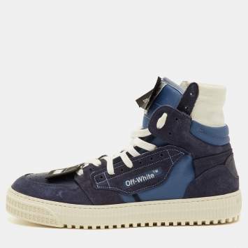 Pre Owned Off-White 3.0 Off-Court Size 41 Navy Blue Fabric, Leather and Suede High Top Sneakers