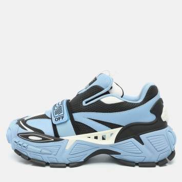 Pre Owned Off-White Glove Size 43 Blue Fabric and Leather Slip On Chunky Sneakers