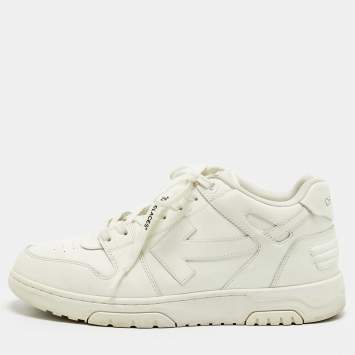 Pre Owned Off-White Out Of Office Size 45 White Leather Lace Up Sneakers