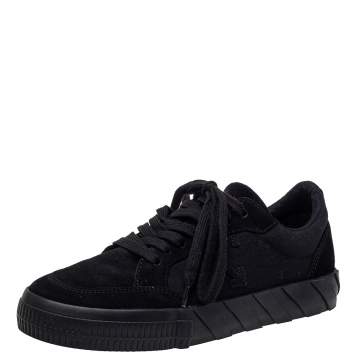 Pre Owned Off White Black Suede And Canvas Vulcanized Low Top Sneakers Size 39