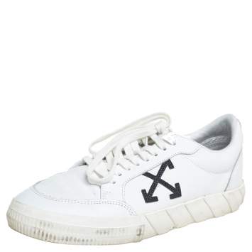 Pre Owned Off-White White Leather Vulcanized Low Top Sneakers Size 42
