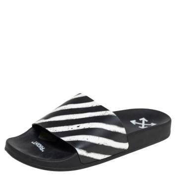 Pre Owned Off-White Off White/Black PVC Slide Sandals Size 41