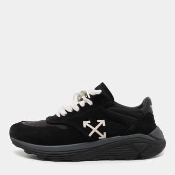 Pre Owned Off-White Black Suede And Fabric Jogger Sneakers Size 44