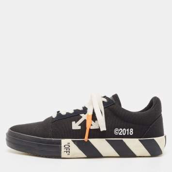 Pre Owned Off-White Black Canvas Vulcanized Low Top Sneakers Size 40