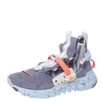 Pre Owned Nike Vast Grey Cotton Knit Space Hippie 03 High Top Sneakers Size 42.5