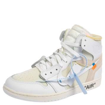 Pre Owned Nike x Off-White Jordan 1 Retro High Top Sneakers Size 43