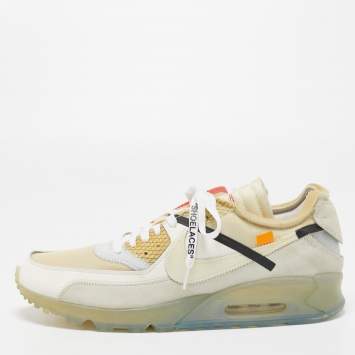Pre Owned Off-White x Nike Tricolor Leather and Mesh The 10 Air Max 90 Sneakers Size 47.5