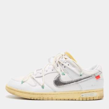 Pre Owned Off-White x Nike White Canvas and Leather Lot 1 Sneakers Size 43