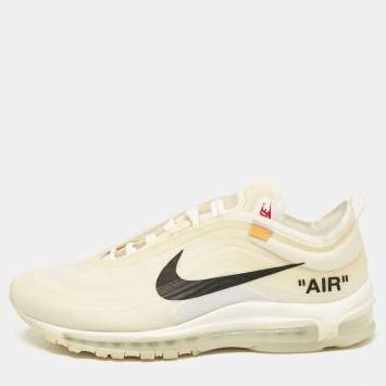 Pre Owned Off White x Nike White Mesh and Rubber Air Max 97 Sneakers Size 45