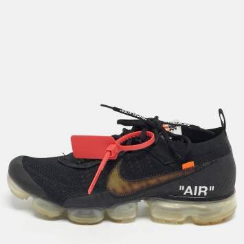 Pre Owned Off-White x Nike Black Knit Fabric Air VaporMax Sneakers Size 44