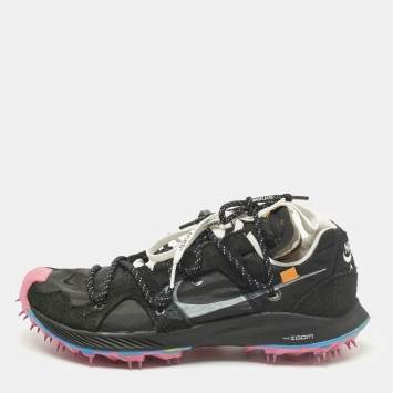 Pre Owned Off-White x Nike Zoom Vapor Street Size 42.5 Black Fabric and Suede Lace Up Sneakers