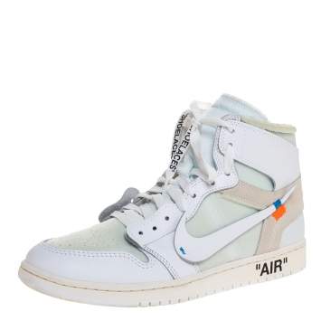 Pre Owned Nike x Off-White Jordan 1 Retro High Top Sneakers Size 44