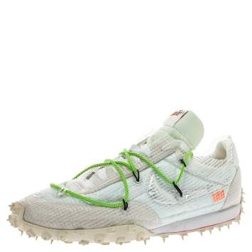 Pre Owned Off White x Nike White PVC Waffle Racer Low Top Sneakers Size 42