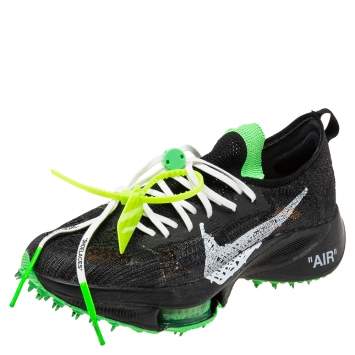 Pre Owned Off White x Nike Black/Green Knit Fabric Air Zoom Tempo Next % OW Sneakers Size 44.5