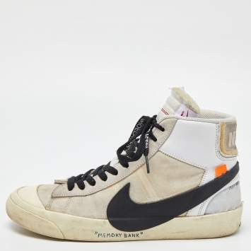 Pre Owned Off-White x Nike Off White Suede,Mesh and Leather Mid Blazer Lace Up Sneakers Size 41