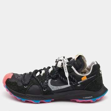 Pre Owned Off-White x Nike Black/Pink Suede and Nylon Zoom Terra Kiger 5 Sneakers Size 40.5