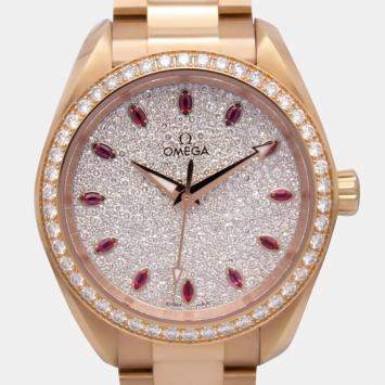 Omega MOP 18k Rose Gold Seamaster Aqua Terra 220.55.34.20.99.001 Automatic Men's Wristwatch 34 mm