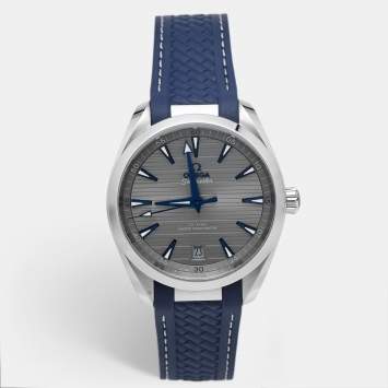 مملوكة مسبقًا Omega Seamaster Aqua Terra 220.12.41.21.06.001 Grey Dial Stainless Steel Rubber Men's Wristwatch 41 mm