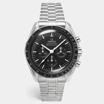 Pre Owned Omega Black Stainless Steel Speedmaster The Legendary Moonwatch 310.30.42.50.01.001 Men's Wristwatch 42 mm