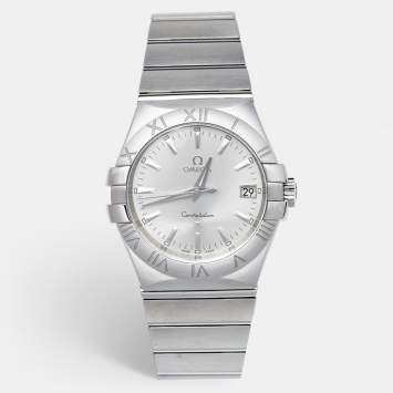 Pre Owned Omega Silver Stainless Steel Constellation 123.10.35.60.02.001 Men's Wristwatch 35 mm