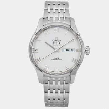 Pre Owned Omega White Stainless Steel De Ville Hour Vision 433.10.41.22.02.001 Automatic Men's Wristwatch 41mm