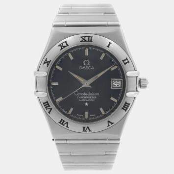 Pre Owned Omega Blue Stainless Steel Constellation 368.1201 Automatic Men's Wristwatch 35 mm 