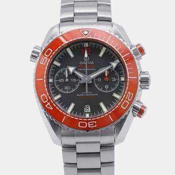 Omega Grey Stainless Steel Seamaster Planet Ocean Automatic Men's Wristwatch 45.5 mm