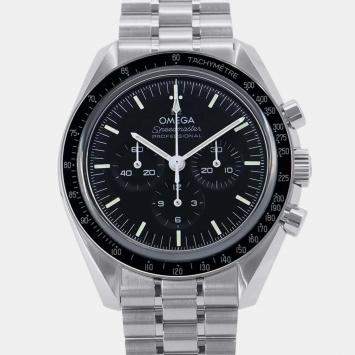 Omega Black Stainless Steel Speedmaster Manual Winding Men's Wristwatch 42 mm