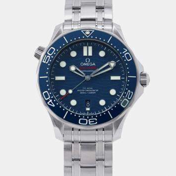 Pre Owned Omega Blue Stainless Steel Seamaster 210.30.42.20.03.001 Automatic Men's Wristwatch 42 mm